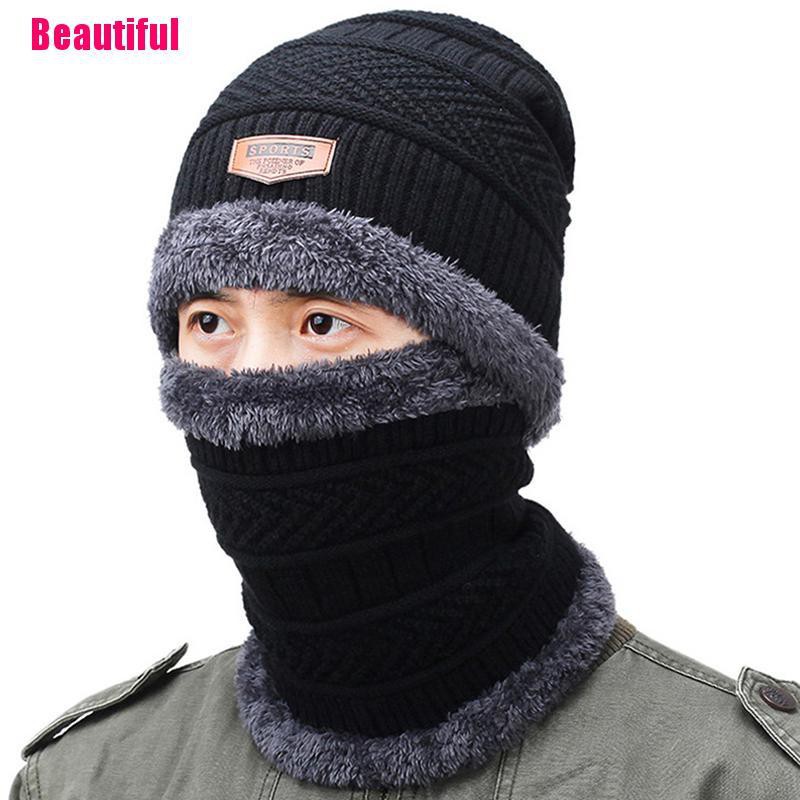 Mũ Và Khăn Choàng Cổ Lót Lông Cừu Giữ Ấm Phong Cách Balaclava Dành Cho Nam Và Nữ