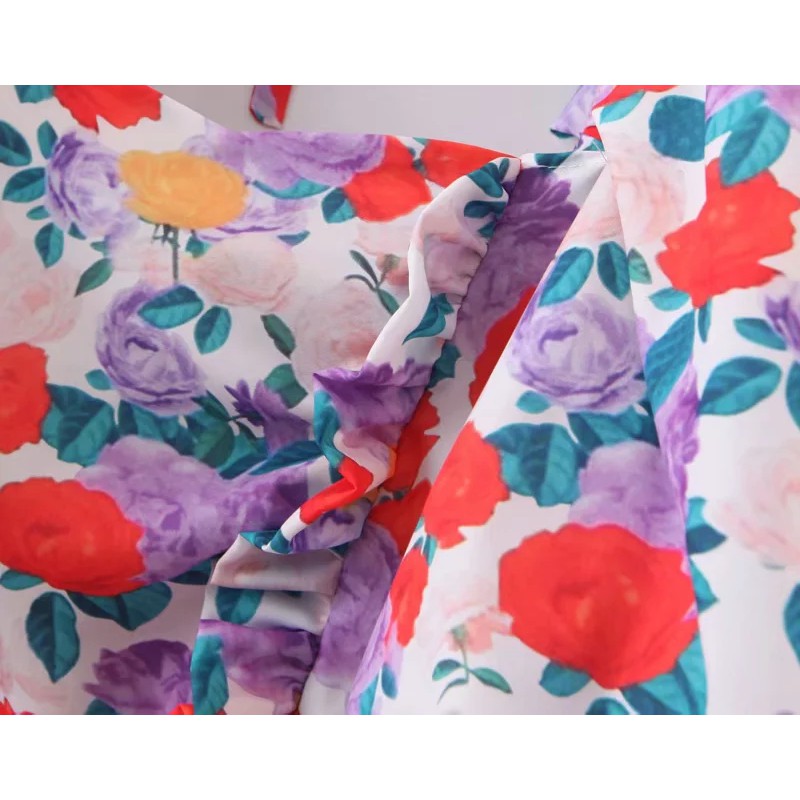 Zara Morocco full tag - Áo Zara họa tiết hoa tay bồng xinh đẹp AH10TBG59N9