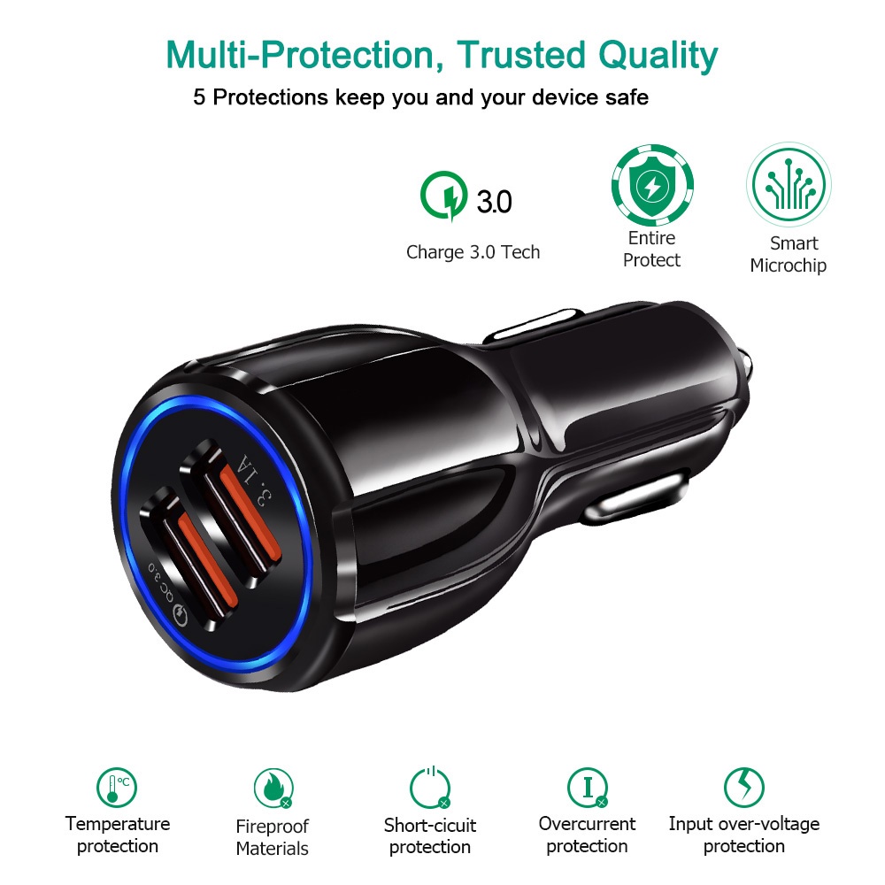 Cốc Sạc Nhanh QC 3.0 2 Cổng USB Cho Điện Thoại