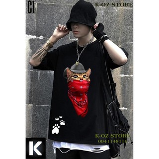 Áo thun mèo tay lỡ c1 oversize unisex