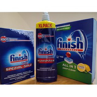 Combo Viên rửa chén bát Finish 90 viên , Muối Finish 1,2kg, Nước làm bóng Finish 750ml