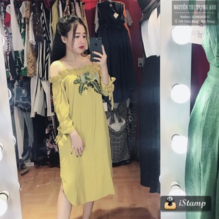 Váy Zara Trễ Vai Thêu 