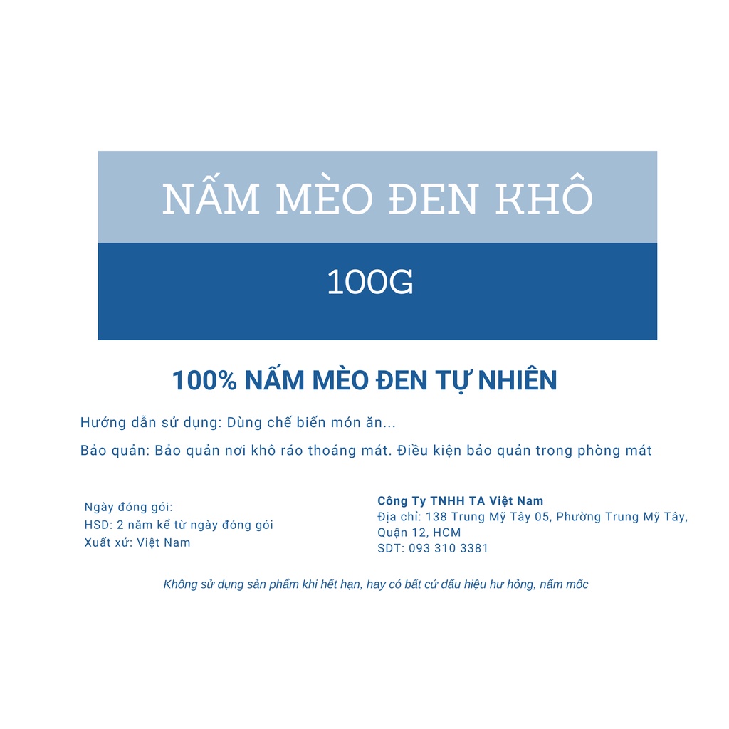 Nấm mèo đen khô TAFOOD 100g