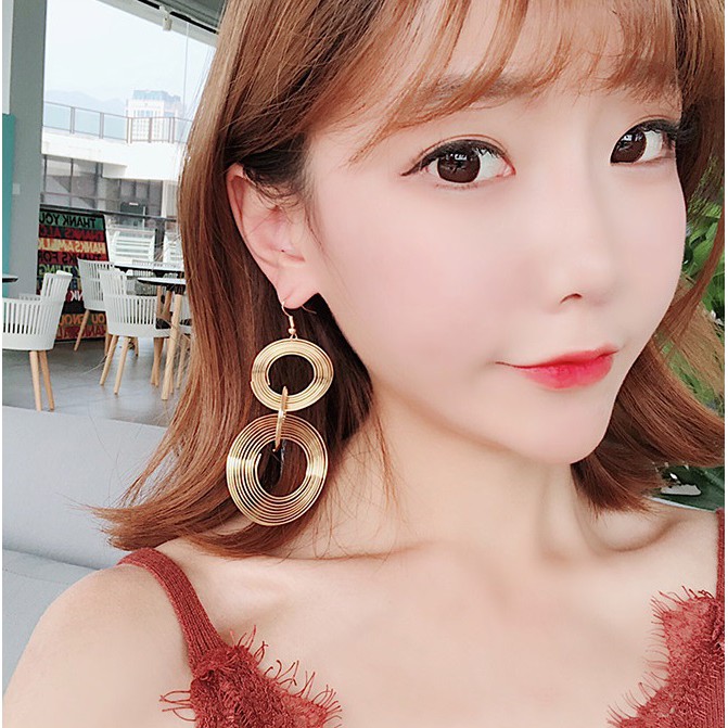 Bông tai sợi mảnh đan 3 vòng tròn chuẩn tiệc tùng BT62