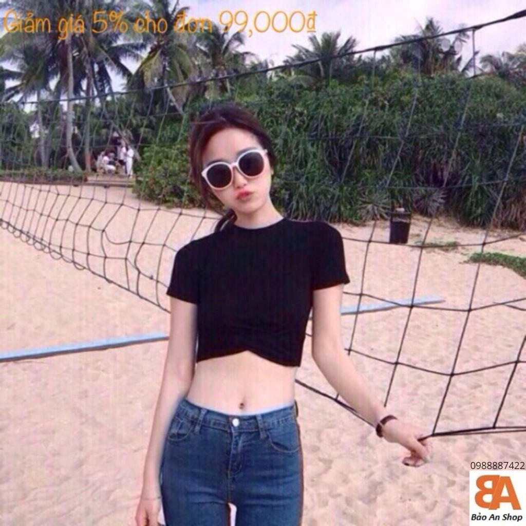 Áo croptop xoắn eo tay ngắn_Video | BigBuy360 - bigbuy360.vn