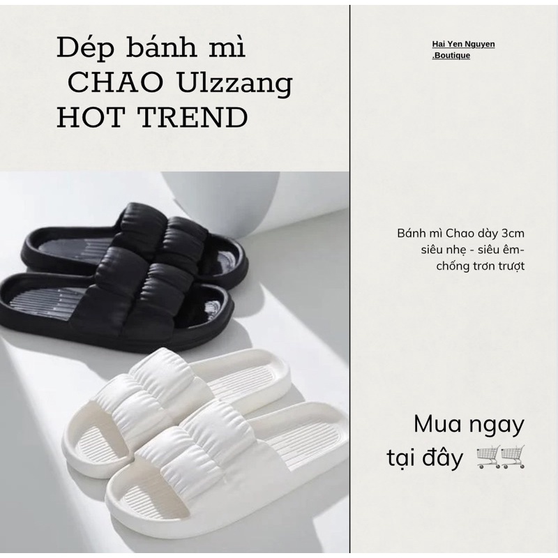 Dép bánh mì CHAO , dép bánh mì quai ngang - dép ulzzang cực nhẹ êm chân chống trơn trượt hot trend