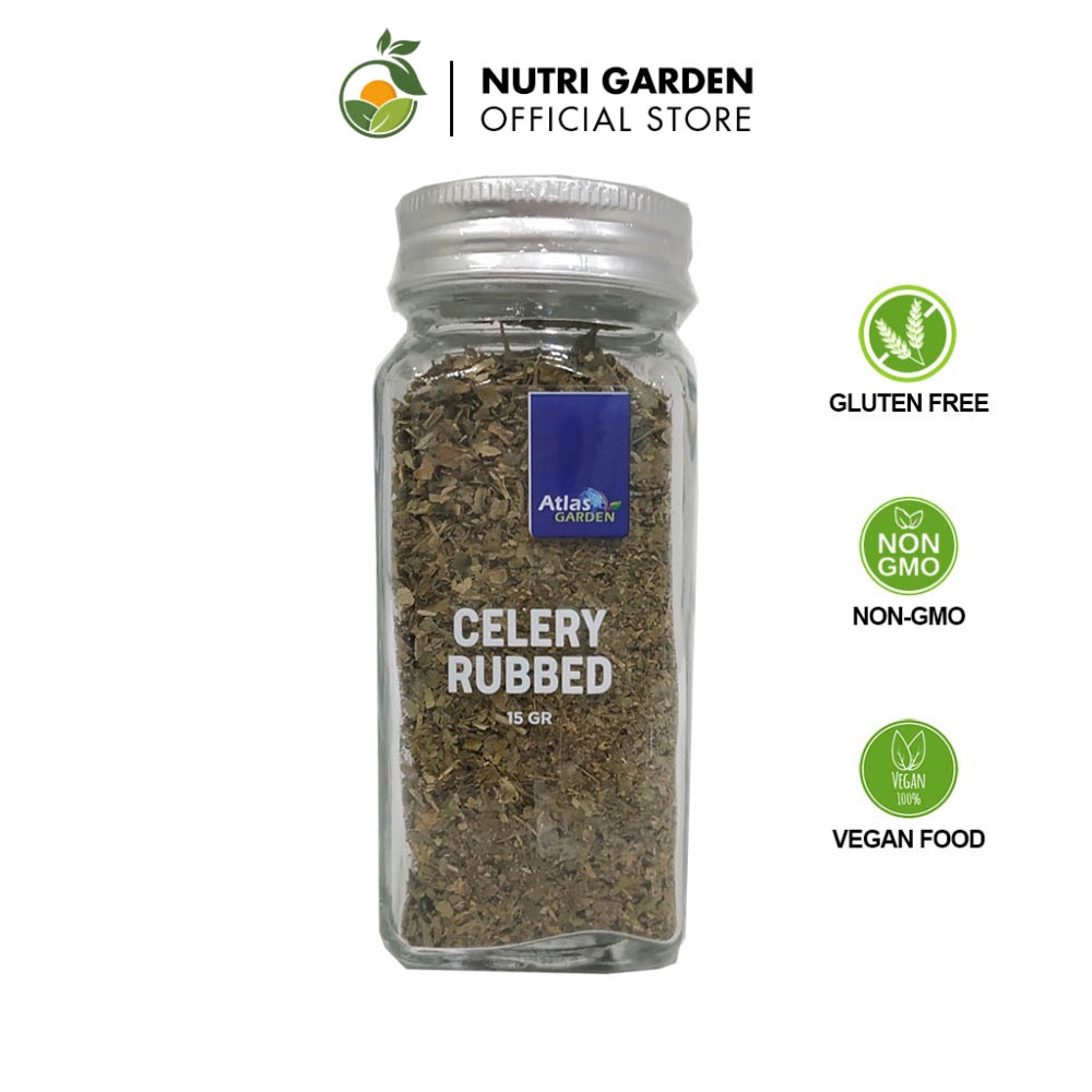 Lá Cần Tây khô Celery Rubbed Atlas Garden 15g, gia vị Đức thơm ngon tẩm ướp chế biến thức ăn