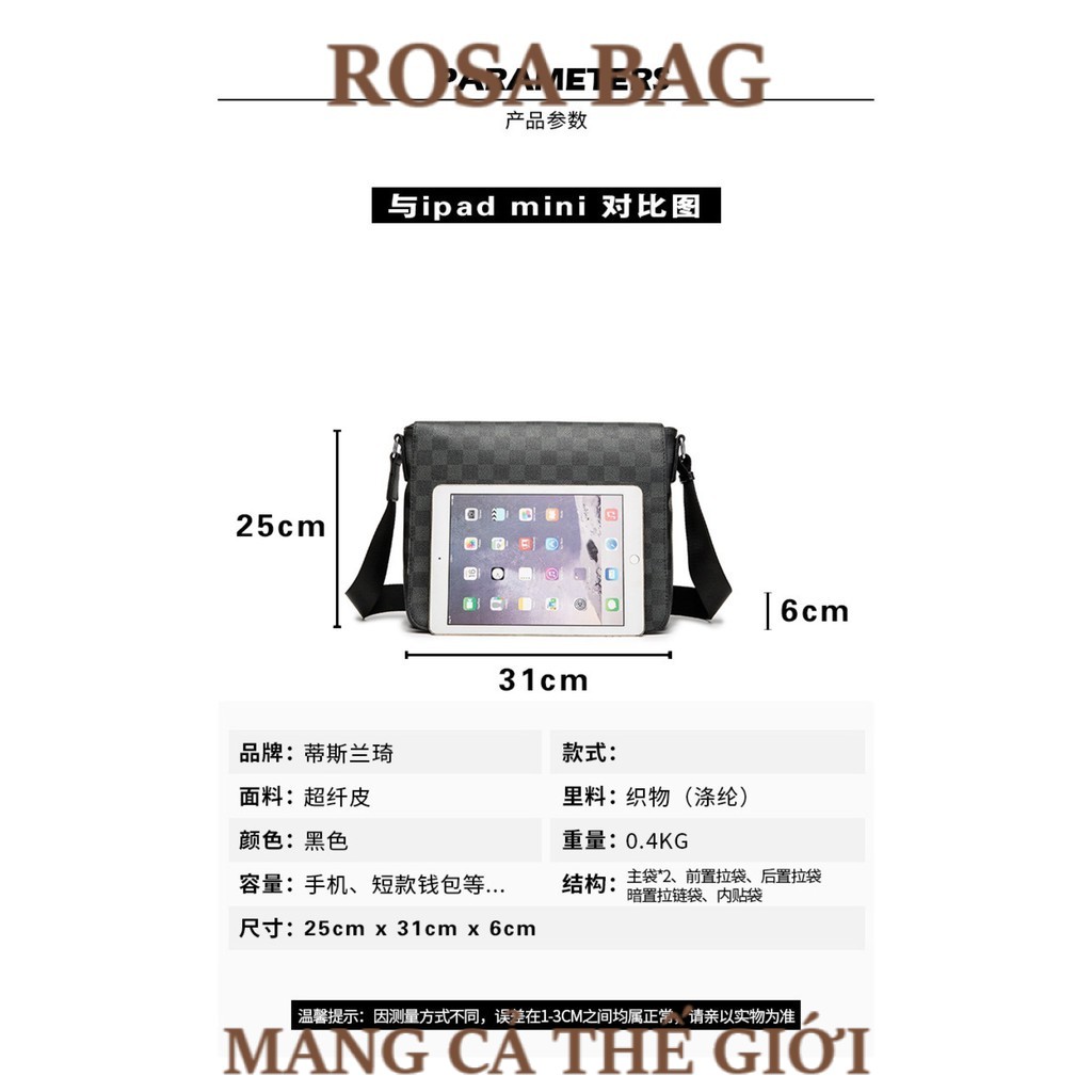 Túi đeo chéo nam túi đeo chéo nam caro lớn túi nam nhiều ngăn đựng vừa IPAD A4 ĐI LẠI tuideocheonguc Mys Bag - tx-0016