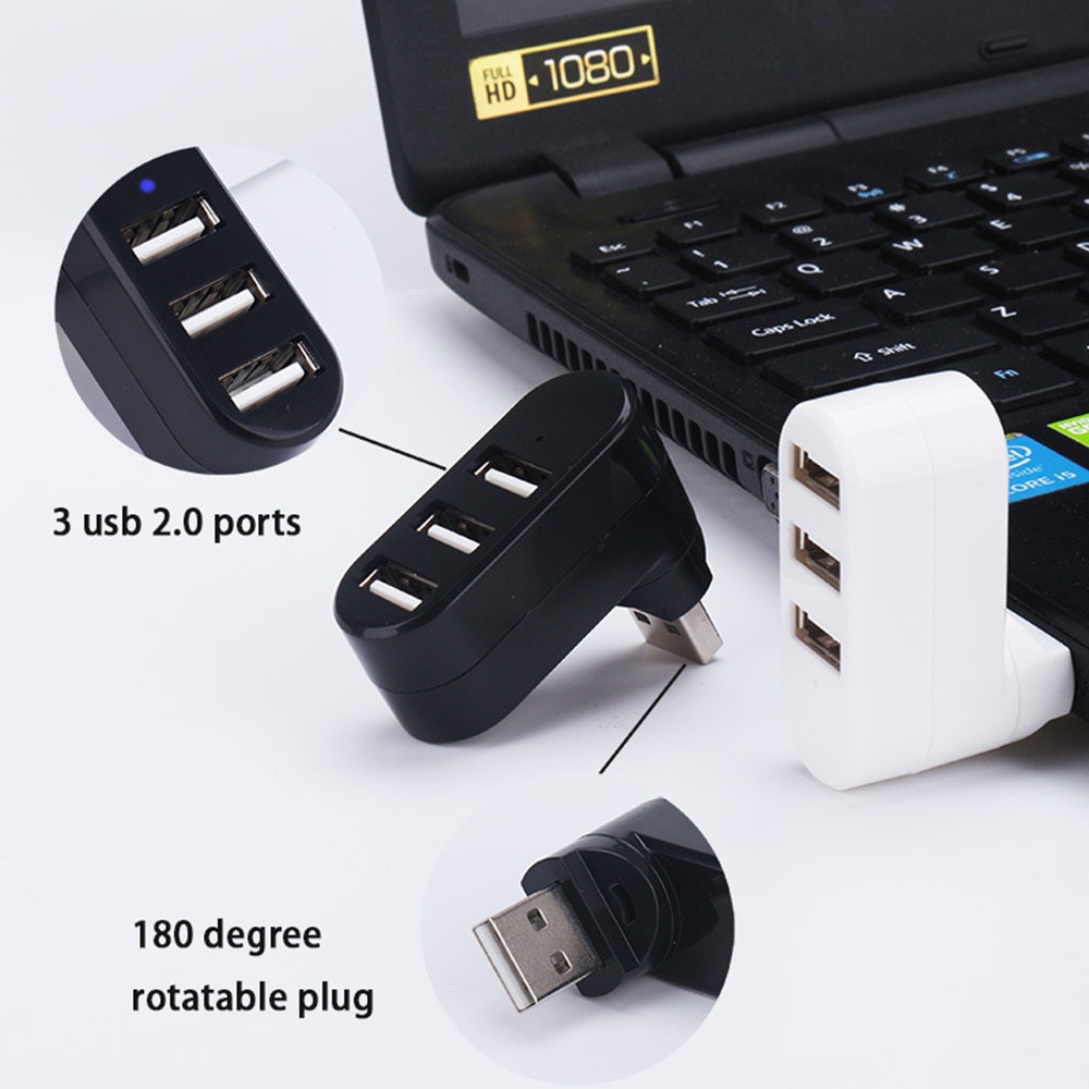 Đầu chia 3 cổng USB 2.0 tốc độ cao 180 độ