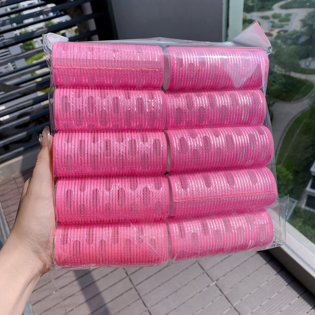 Combo 10 Lô cuốn tóc lõi nhôm tự dính dài 10cm uốn mái dài cỡ lớn