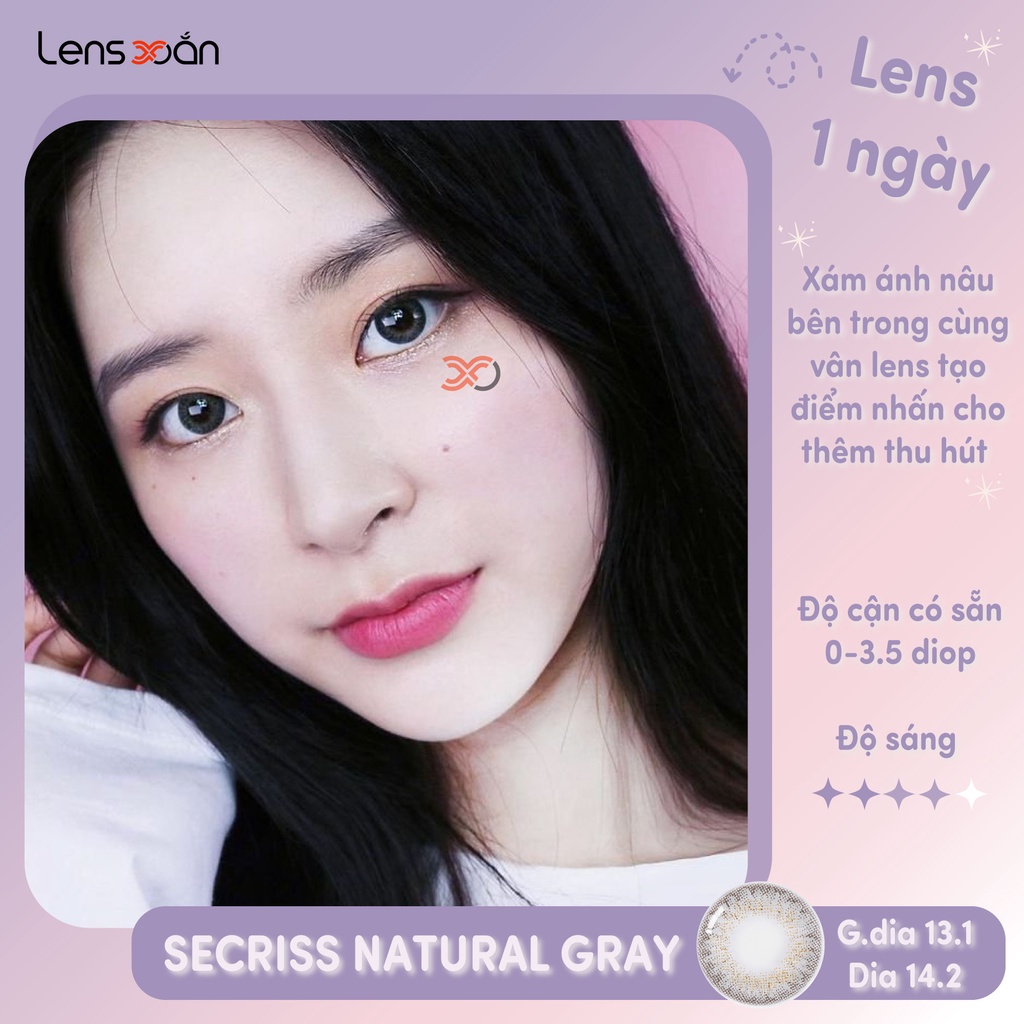 KÍNH ÁP TRÒNG 1 NGÀY SECRISS NATURAL GRAY: LENS 1 DAY XÁM SÁNG NHẸ | LENS XOẮN