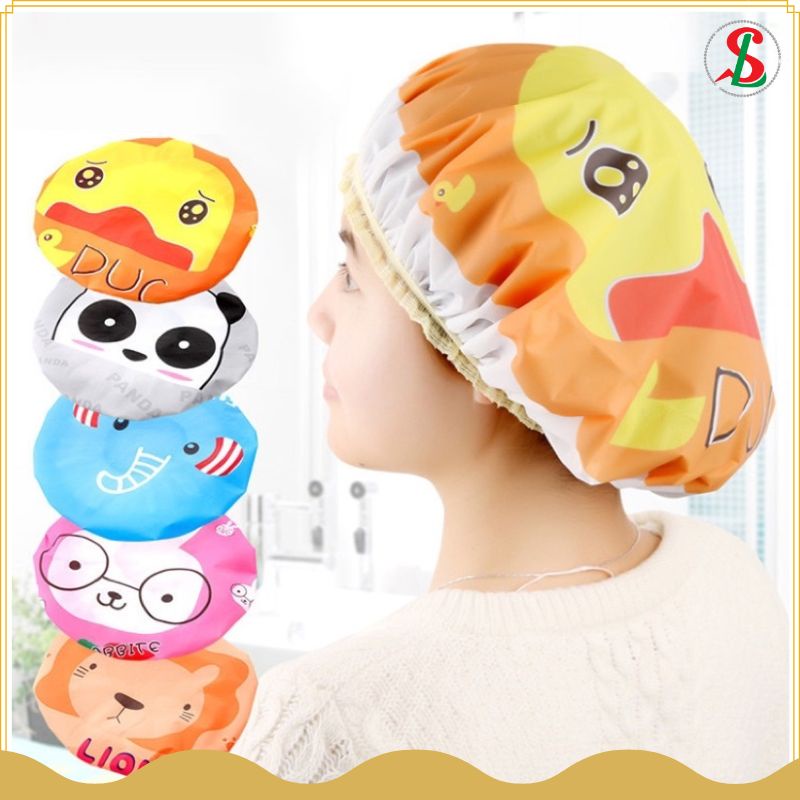 Nón ủ tóc, mũ trùm tóc chống thấm nước 2 lớp dùng khi tắm, rữa mặt, hấp dầu, makeup nhiều hoạt tiết dễ thương