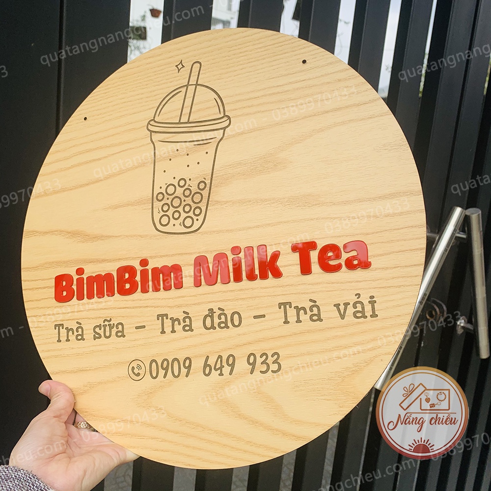 Bảng hiệu trang trí quán trà sữa, decor quán cà phê , trang trí cửa hàng khắc theo yêu cầu