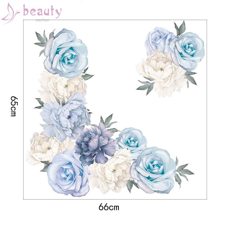 Set 2 miếng dán tường hình hoa trang trí nhà cửa