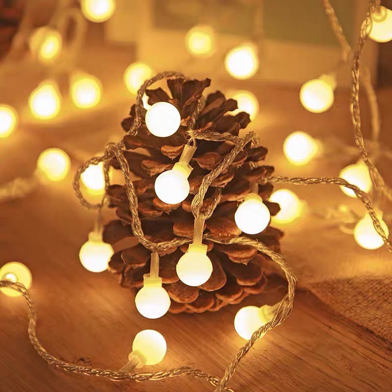 Đèn Led Xài Pin AA/ Cắm Điện 220V Bóng Đèn Tròn Cherry Ball Trang Trí Decor Phòng Ngủ Tiệc Noel Cắm Trại Đẹp Rẻ