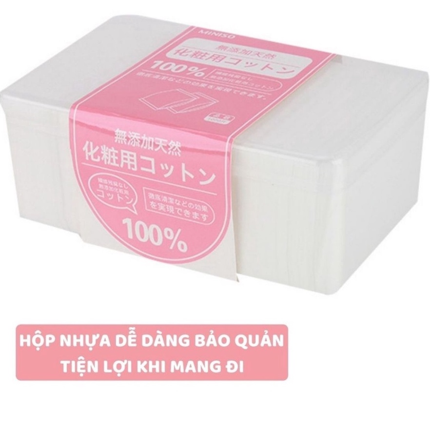 Bông Miniso 1000 Miếng Dập Viền Chắc Chắn Dùng Đắp Toner, Tẩy Trang