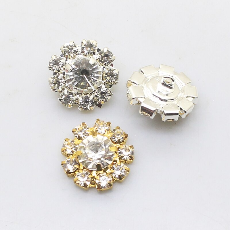 Bộ 10 cái nút tròn 16mm bằng hợp kim đính kim cương giả trang trí bó hoa