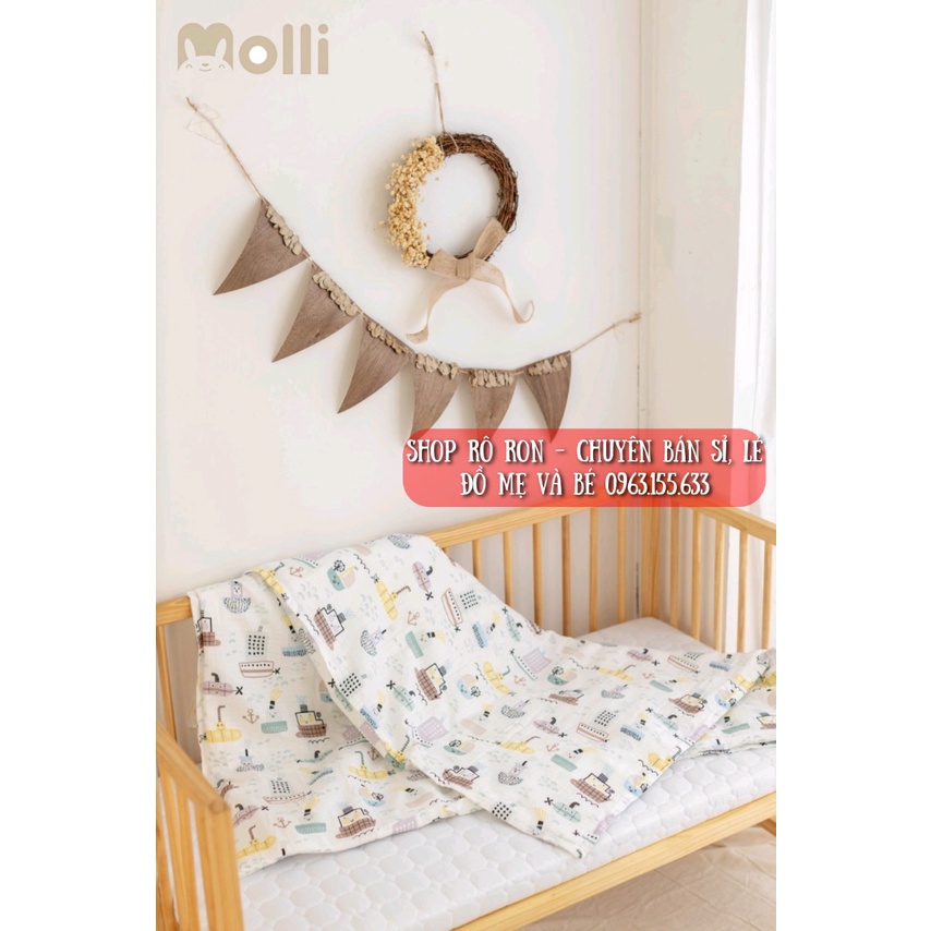 [Chính hãng] Chăn xô sợi tre trần bông MOLLI 1m*1m2 có thể tháo rời vỏ - Chăn xô MOLLI 4 mùa cao cấp cho bé - Shoproron
