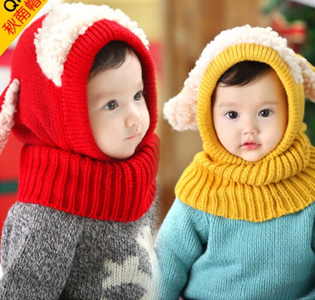 ☘️bộ khăn mũ len tai cừu cho bé
