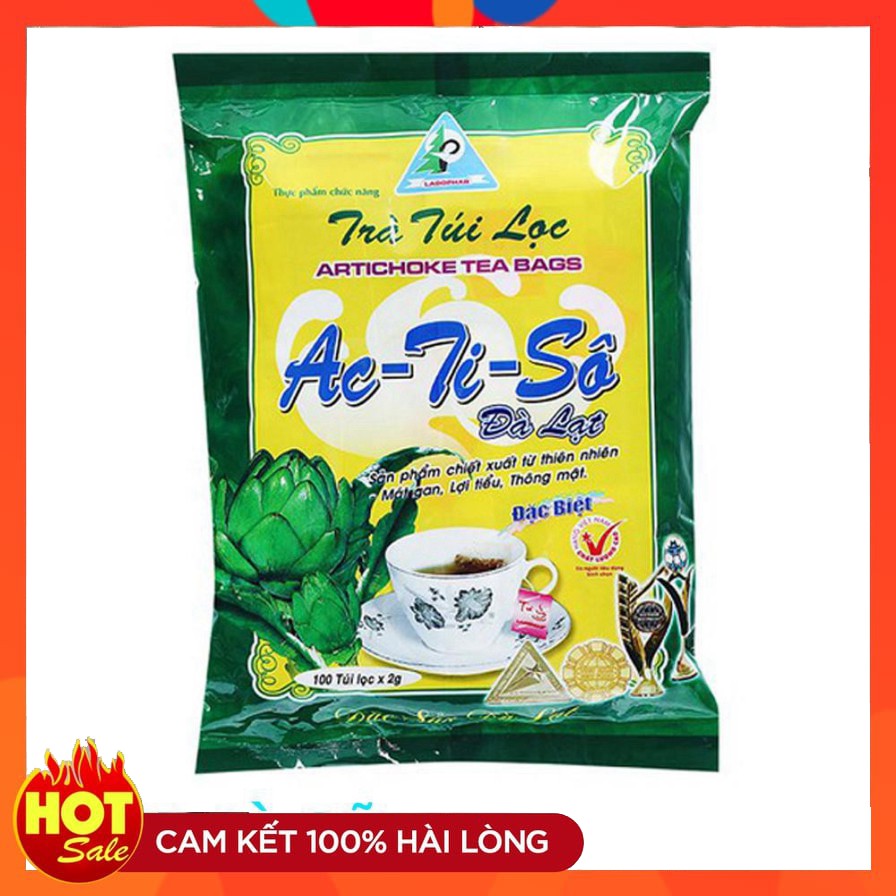 Bịch 100 túi lọc trà Actiso Đà Lạt Ladophar(Đỏ - trắng)