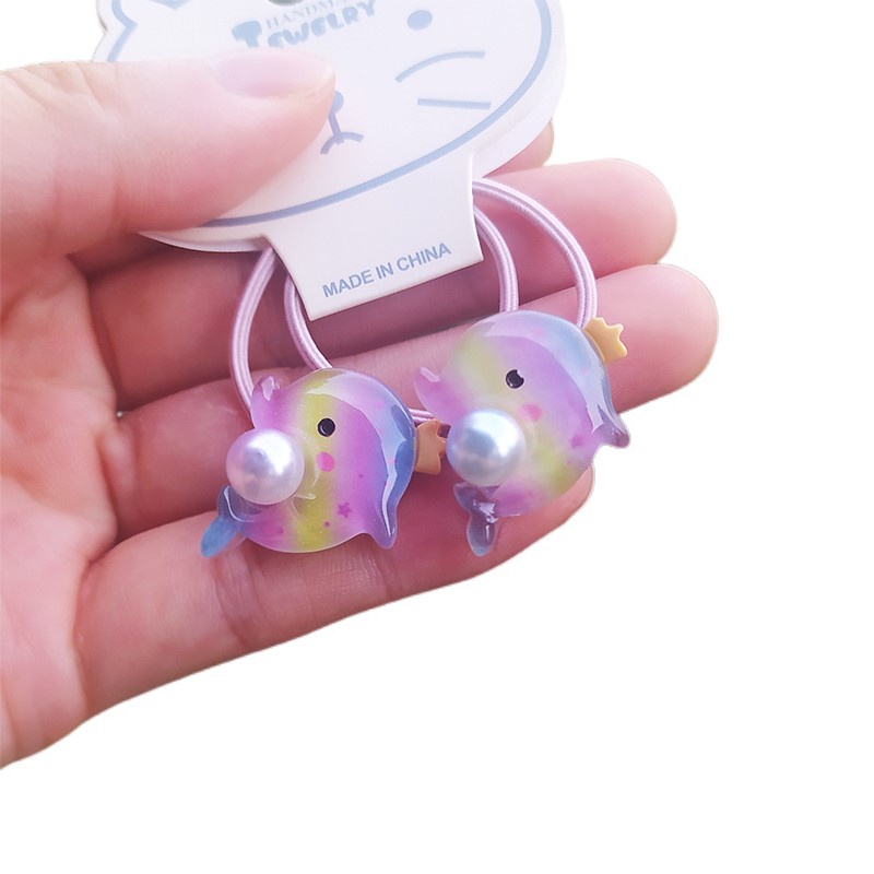 Set 2 Dây Cột Tóc Hình Động Vật Biển Dễ Thương Cho Bé Gái