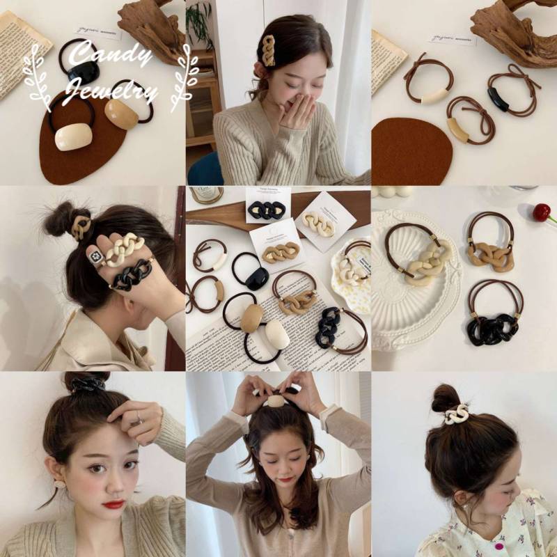 Dây cột tóc MANYUE thiết kế dạng xoắn đơn giản và ngọt ngào thời trang cho nữ