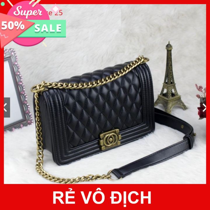 Túi Xách Nữ CN boy dây da míc xích đồng da mềm Túi Đeo Chéo Fom Túi Đứng SIZE 22cm và 25cm Minbag