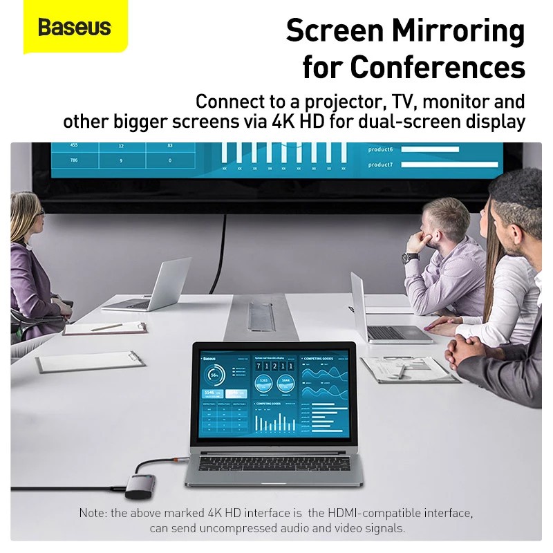 Cổng chuyển đổi Baseus Metal Gleam Hub Type C 4 in 1 HDMI 4K USB 3.0 USB 2.0 PowerDelivery cho ĐT laptop táo Window