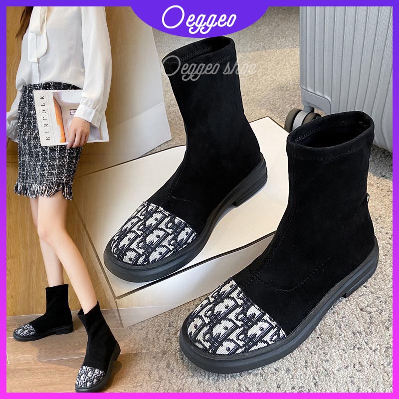 Giày Bốt Vải Co Giãn Tốt Thiết Kế Sành Điệu Cho Nữ