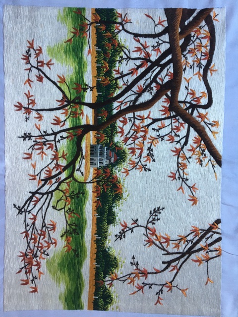 Tranh thêu tay phong cảnh Tháp lộc vừng 35x50cm