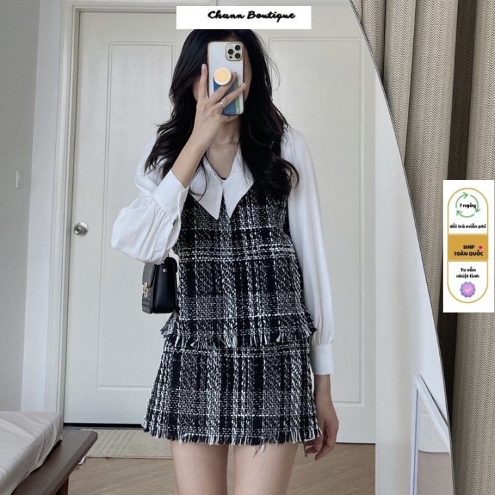 SET ÁO SƠ MI PHỐI CHÂN VÁY CHỮ A