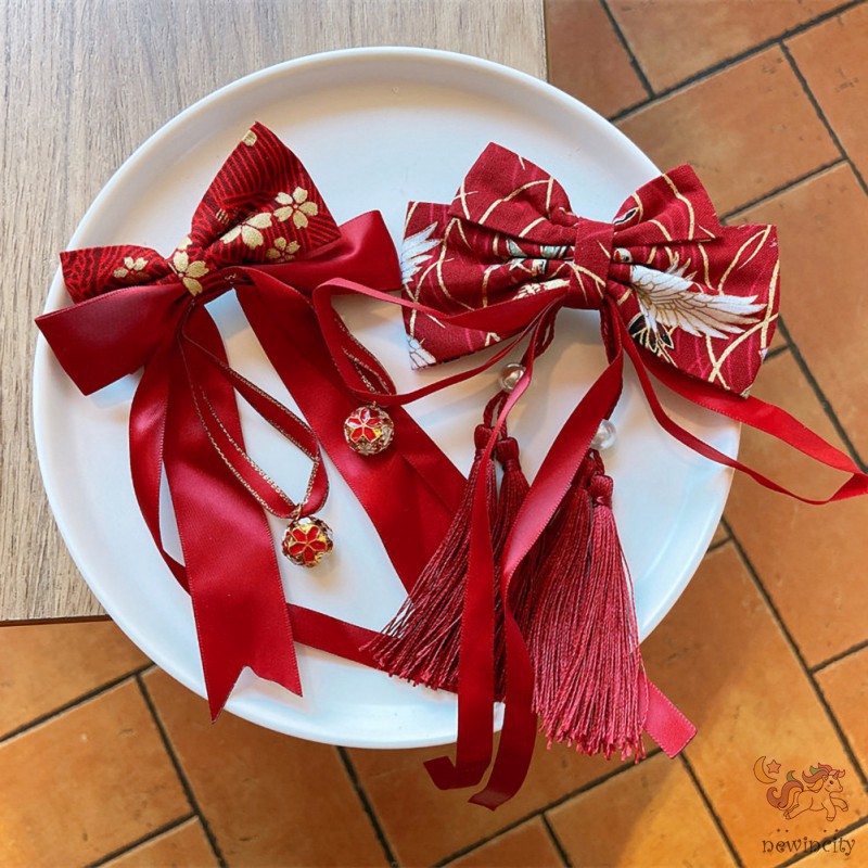 Kẹp Tóc Nơ Đỏ Họa Tiết Nhiều Thiết Kế Xinh Xắn Tùy Chọn Cho Bé Gái