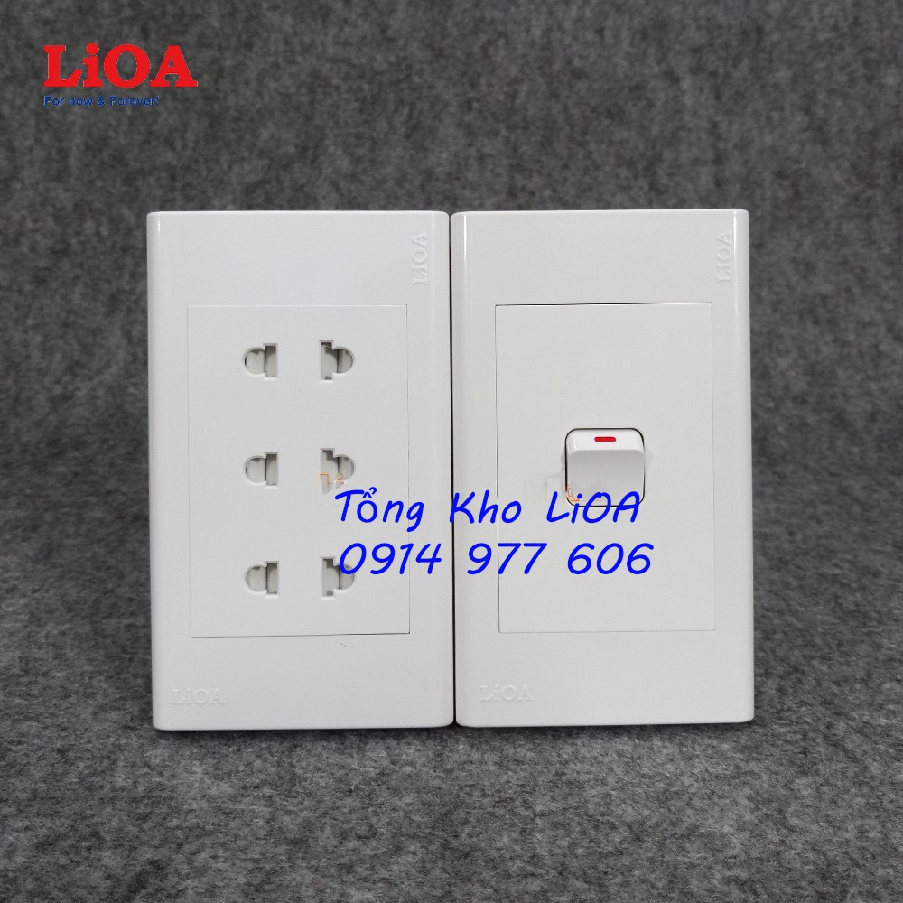 Combo ổ cắm điện ba 2 chấu LiOA 16A 3520W + 1 công tắc điện - Lắp âm tường