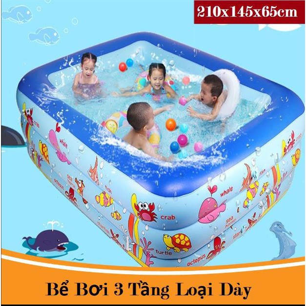 Hồ bơi phao trẻ em,Bể bơi phao trong nhà hình chữ nhật kích thước 210cm CAO CẤP CHỐNG TRƯỢT - HÀNG LOẠI 1 CAO CẤP