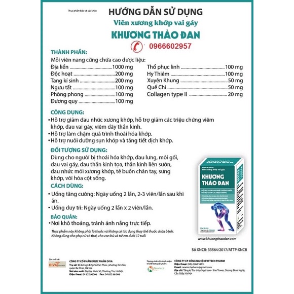 VIÊN XƯƠNG KHỚP KHƯƠNG THẢO ĐAN  -HỖ TRỢ GIẢM ĐAU, VIÊM VÀ PHỤC HỒI SỤN KHỚP