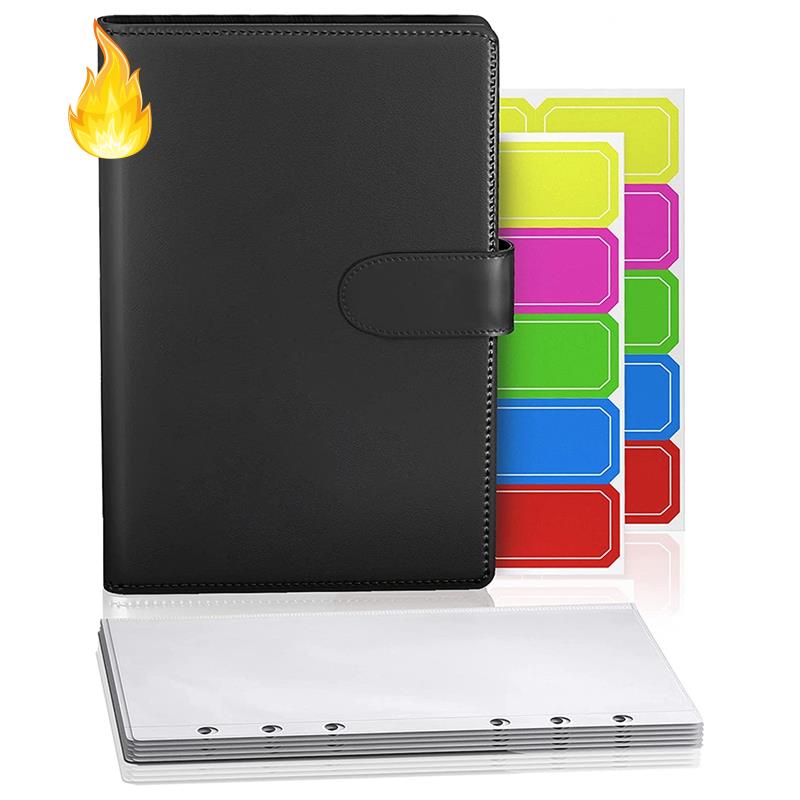Set budget binder với túi bao khổ A6 có túi đựng tiền xu màu xanh lam