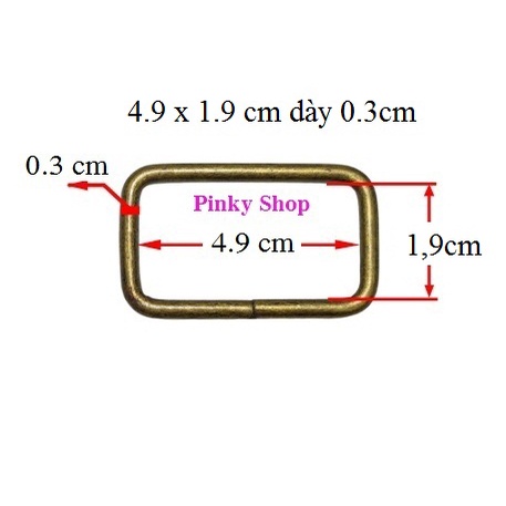 [ Giá sỉ ] Khoen chữ nhật 5cm màu đồng làm phụ kiện túi xách, balô Pinky Shop mã KCND5