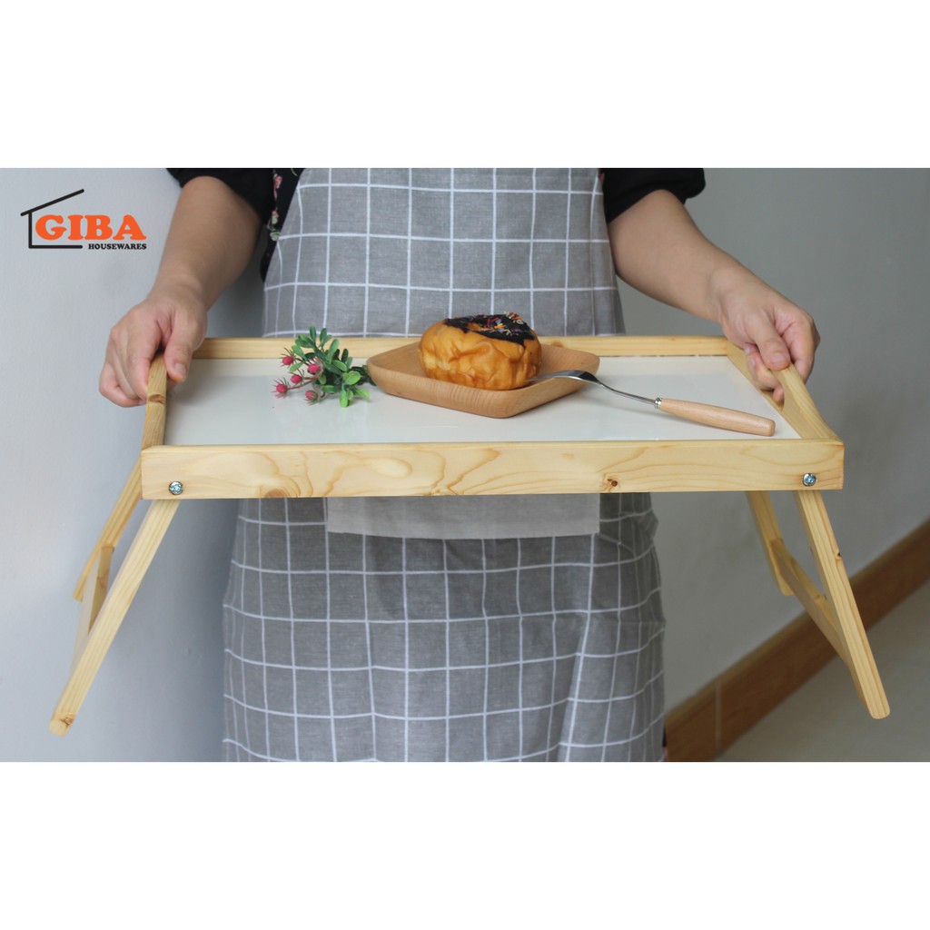 Khay bàn ăn mini gỗ GIBA chân gập đa năng - Bed Tray