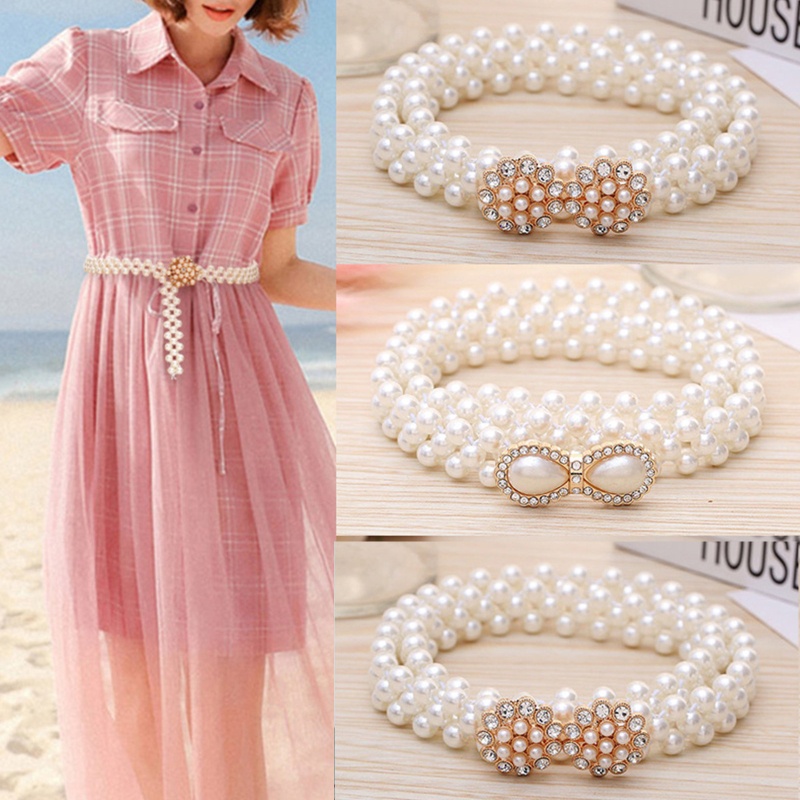 Thắt Lưng Co Giãn Khóa Ngọc Trai Trang Trí Cho Đám Cưới