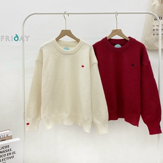 Áo len cổ tròn cho nữ thêu hình trái tim chất len dệt kim mã 1BL316L Friday