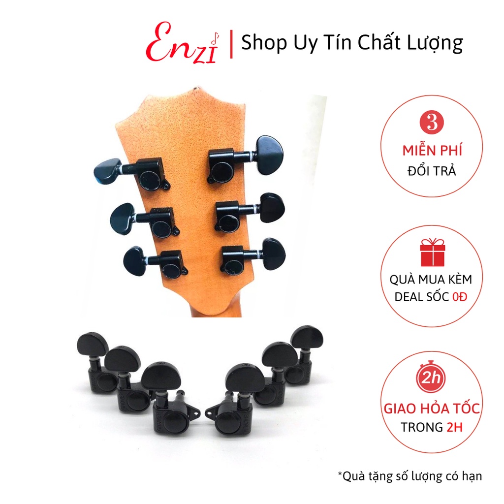 Khóa Đàn Guitar Acoustic Đúc Đặc Màu Đen Enzi