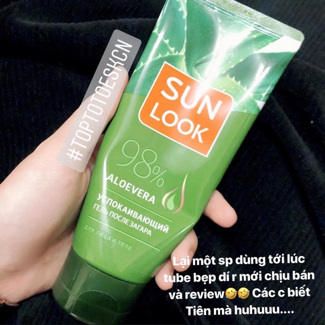 Gel nhả nắng cho mặt và cơ thể Sunlook 98% Aloe Vera làm dịu, phục hồi và bảo vệ da, cho da mịn mát, ngăn sạm màu