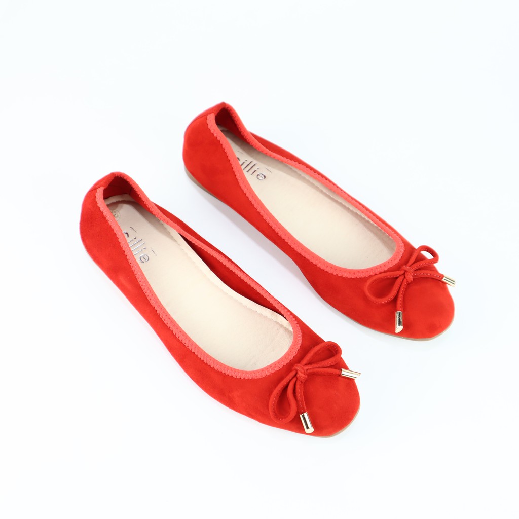 Giày búp bê Cillie da thật mũi tròn gắn nơ 1012 | BigBuy360 - bigbuy360.vn