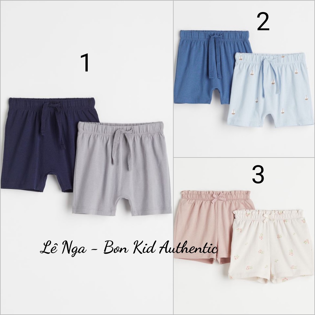 Set 2 quần short cotton HM US/JP sz từ 4-6m đến 3-4y
