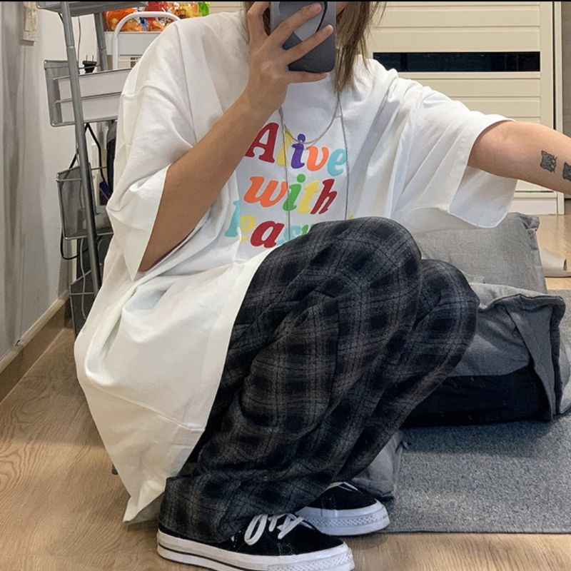 Quần baggy sọc caro ống suông bigsize unisex nam nữ 40kg - 100kg