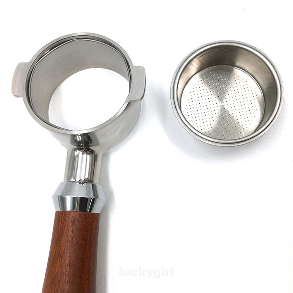 51mm Detachable Wooden Handle Accessory Stainless Steel Anti Rust Espresso Machines Baseless Coffee Strainer