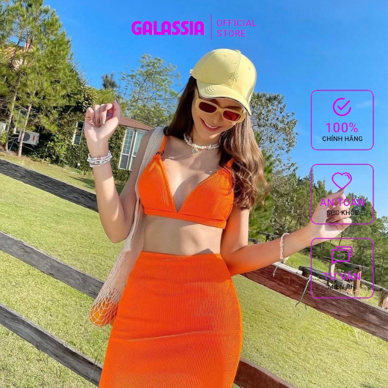 Set bikini 3 món kèm chân váy đồ bơi nữ đi biển thời trang sexy GALASSIA