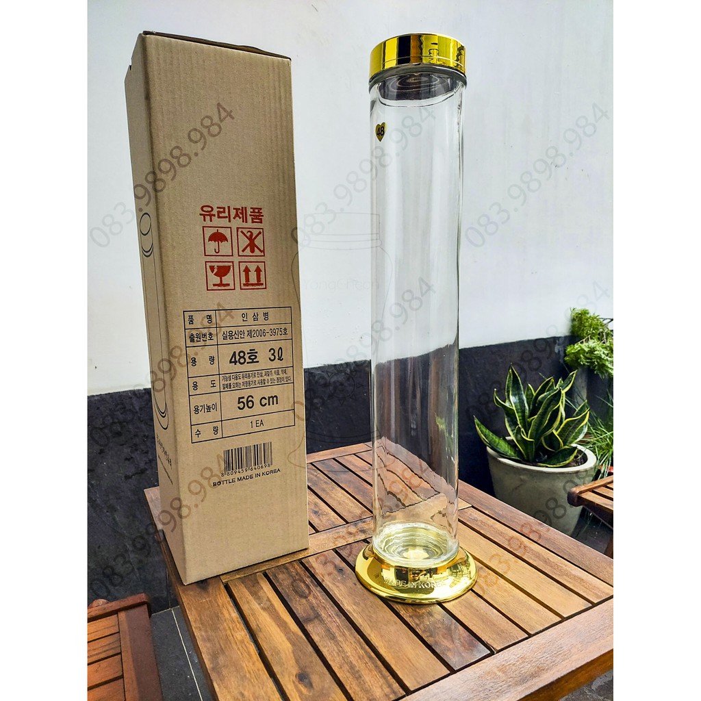 Bình thủy tinh Ngâm rượu 3L HÀN QUỐC YongCheon hình Trụ tròn No48. Hàng cao cấp - Phóng to sâm - Bảo vệ sức khỏe. | BigBuy360 - bigbuy360.vn