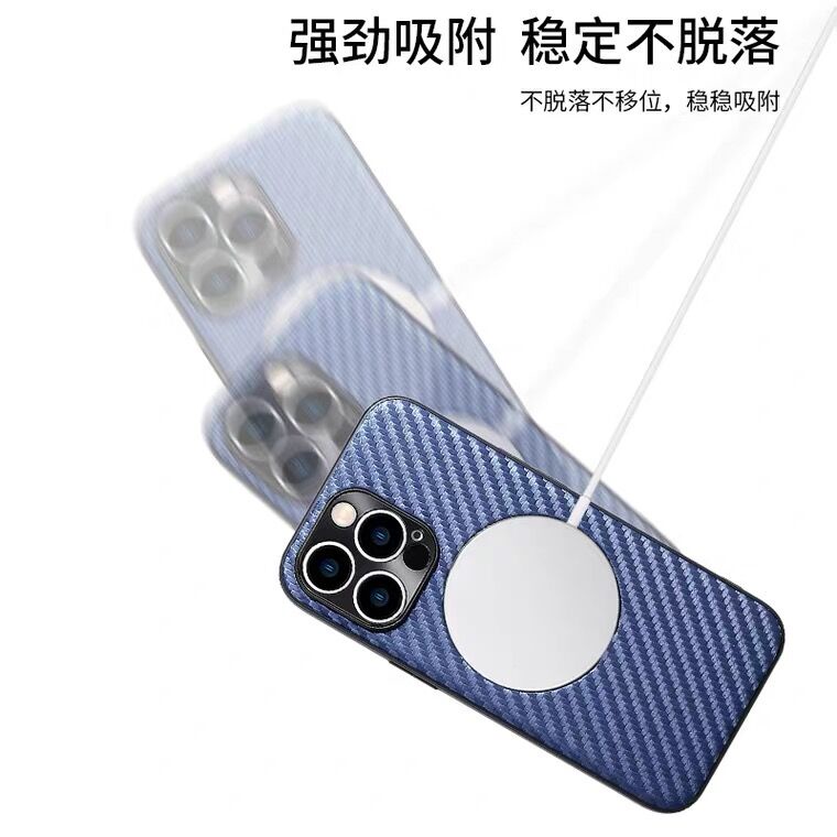 Mới! Ốp Điện Thoại Da Nhám Từ Tính Kết Cấu Sợi Carbon Cho iPhone 11 12 Pro Max 13 Pro Max 14 Pro Max