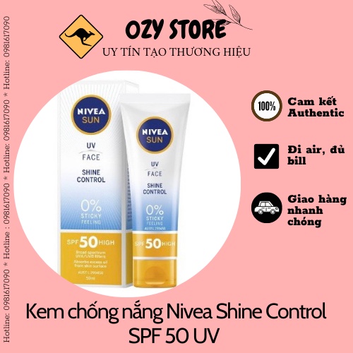 Kem chống nắng Nivea Shine Control SPF 50 UV Face